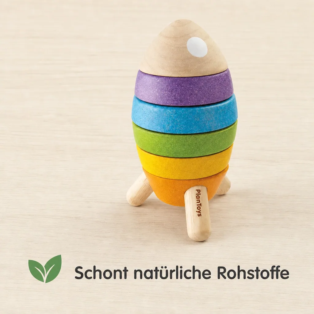 Plan Toys Stapelturm Rakete bunt