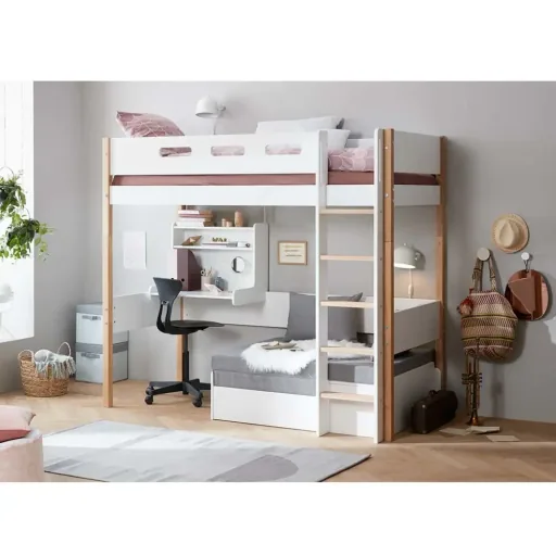 Flexa Nor Hochbett "Casa" weiß / Eiche