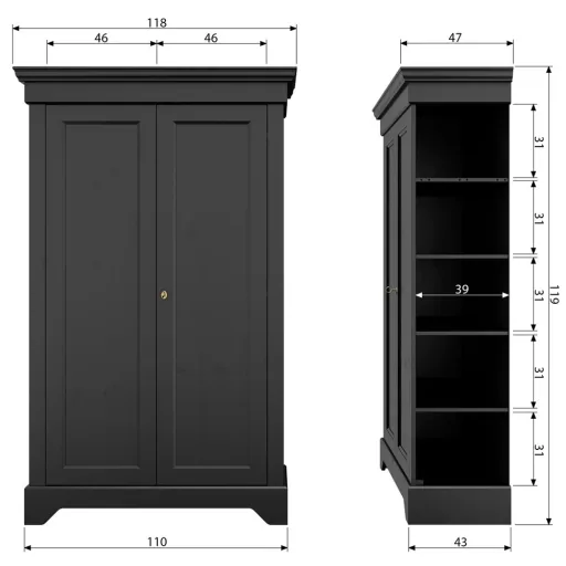 Woood Kleiderschrank Isabel schwarz