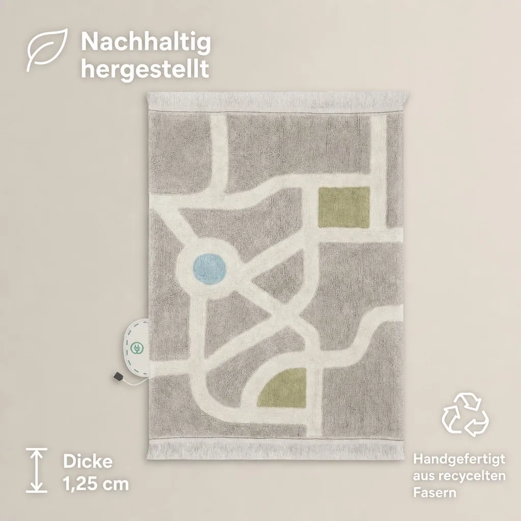 Lorena Canals Waschbarer Teppich, Spielteppich - Ecocity, 120 x 170 cm