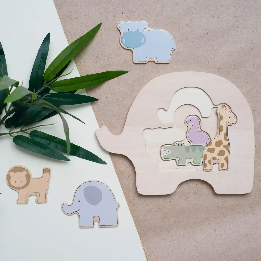 Jabadabado Kinderspielzeug, Holzspielzeug, Steckpuzzle - Safari