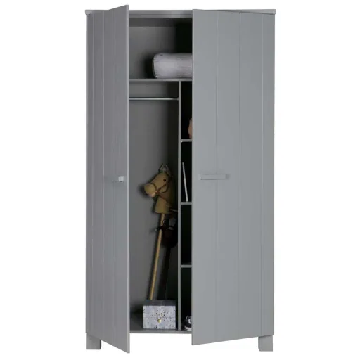 WOOOD - Schrank Dennis, betongrau, matt, 202x111x55 cm