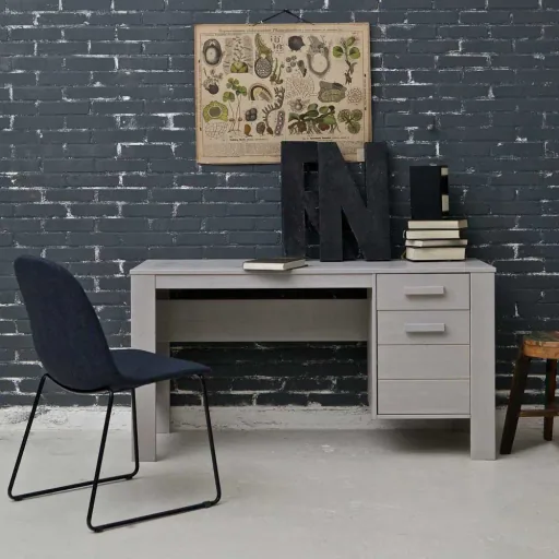WOOOD - Schreibtisch Dennis, betongrau, matt, 74x141x59 cm