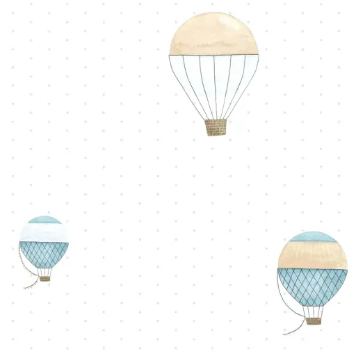 Casadeco My Little World Tapete Heissluftballons braun grau blau