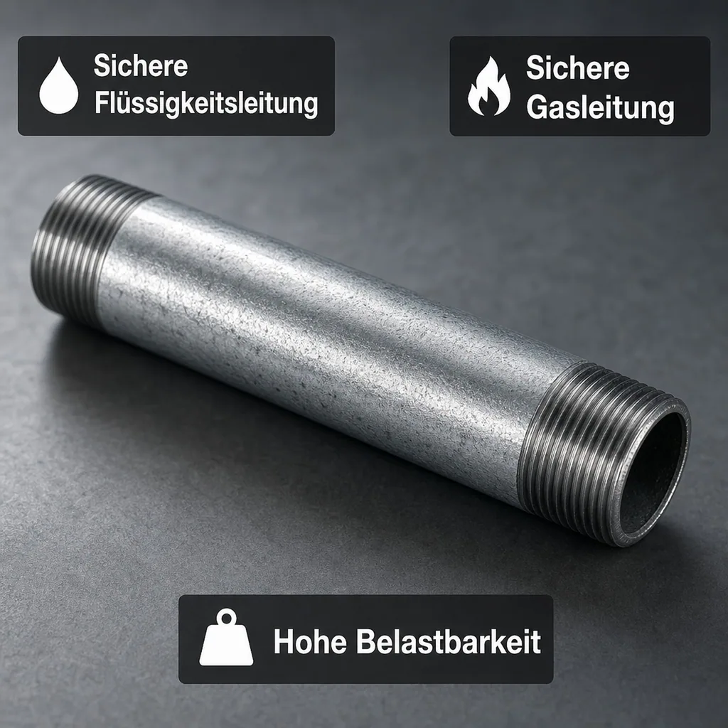 Rohrnippel 3/4 Zoll, Gewindefitting, verzinkt, 60mm