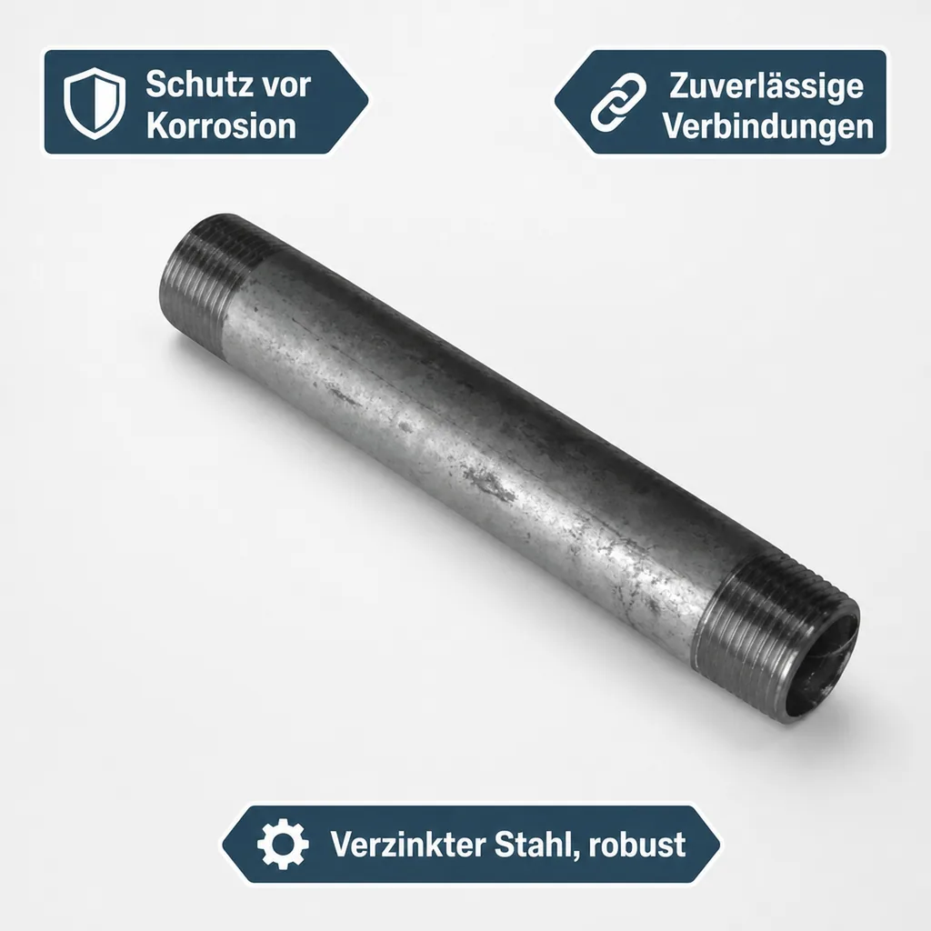 Rohrnippel 3/4 Zoll, Gewindefitting, verzinkt, 60mm
