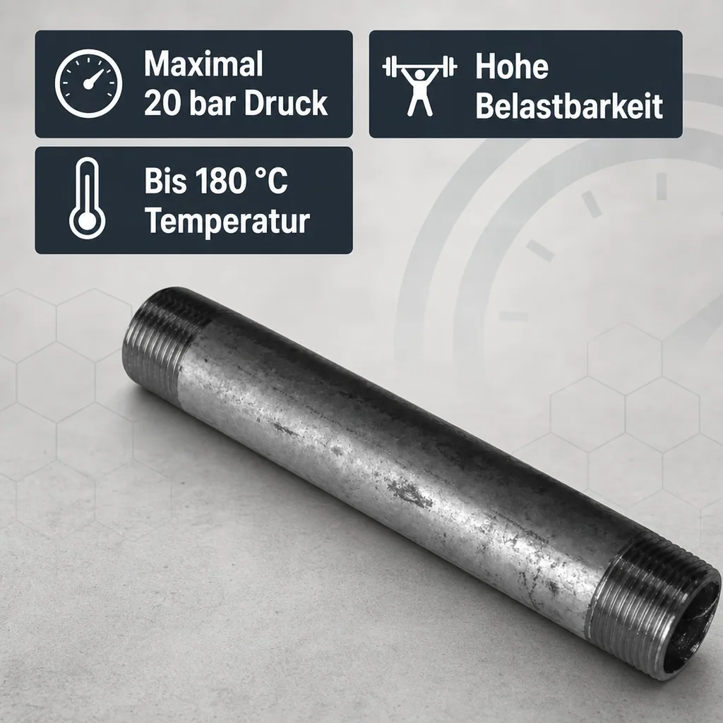 Rohrnippel 2 Zoll, Gewindefitting verzinkt, 2" AG x 2" AG 80 mm, Stahlrohrnippel