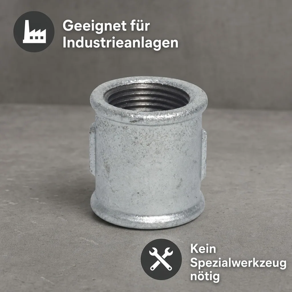 Gewindefitting Temperguss Muffe 3/8 Zoll IG x 3/8 Zoll IG