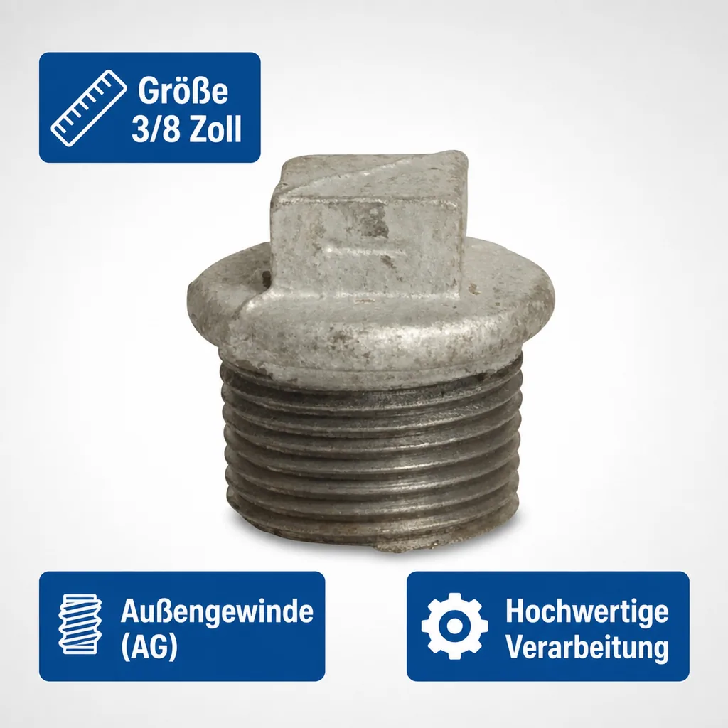 Gewindefitting Temperguss Stopfen 3/8", verzinkt