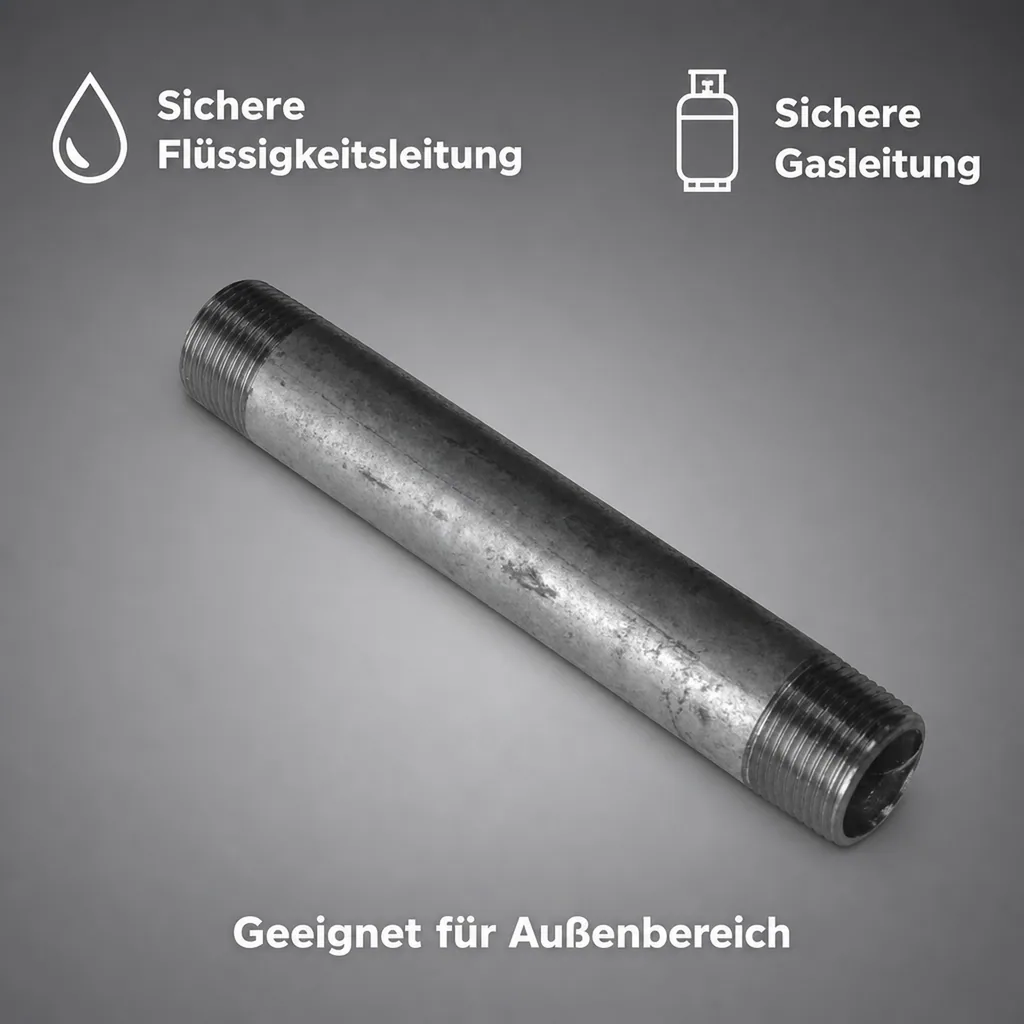 Rohrnippel verzinkt, Gewindefitting, 1/2 Zoll AG x 1/2 Zoll AG, 80 mm