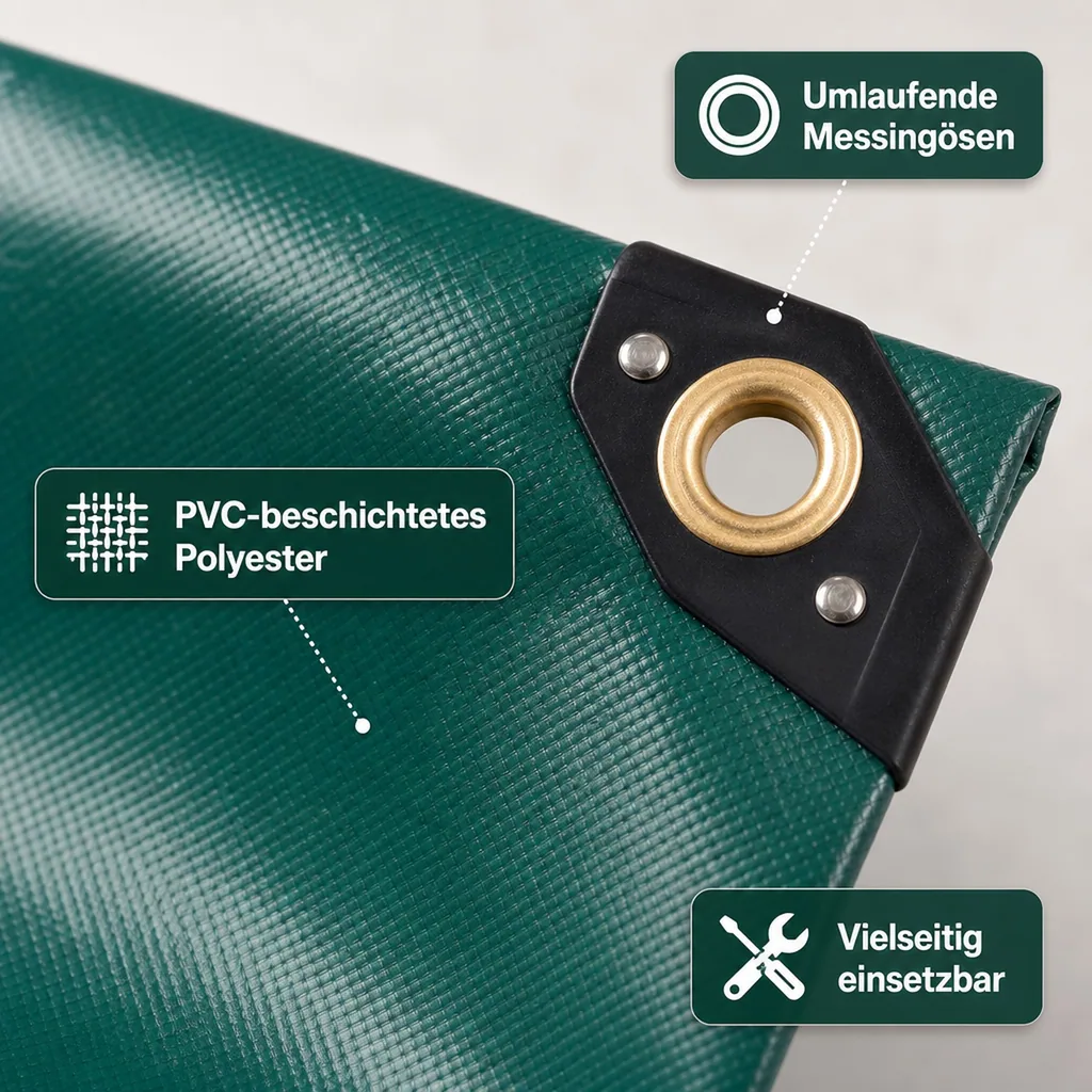 PVC Plane 650 g/m², Abdeckplane, grün 5x9m (45m²), wasserdicht, reißfest