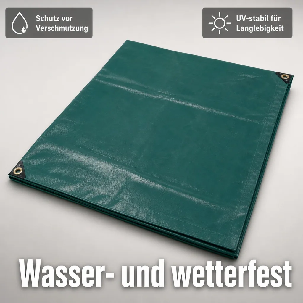 PVC Plane 650 g/m², Abdeckplane, grün 5x9m (45m²), wasserdicht, reißfest