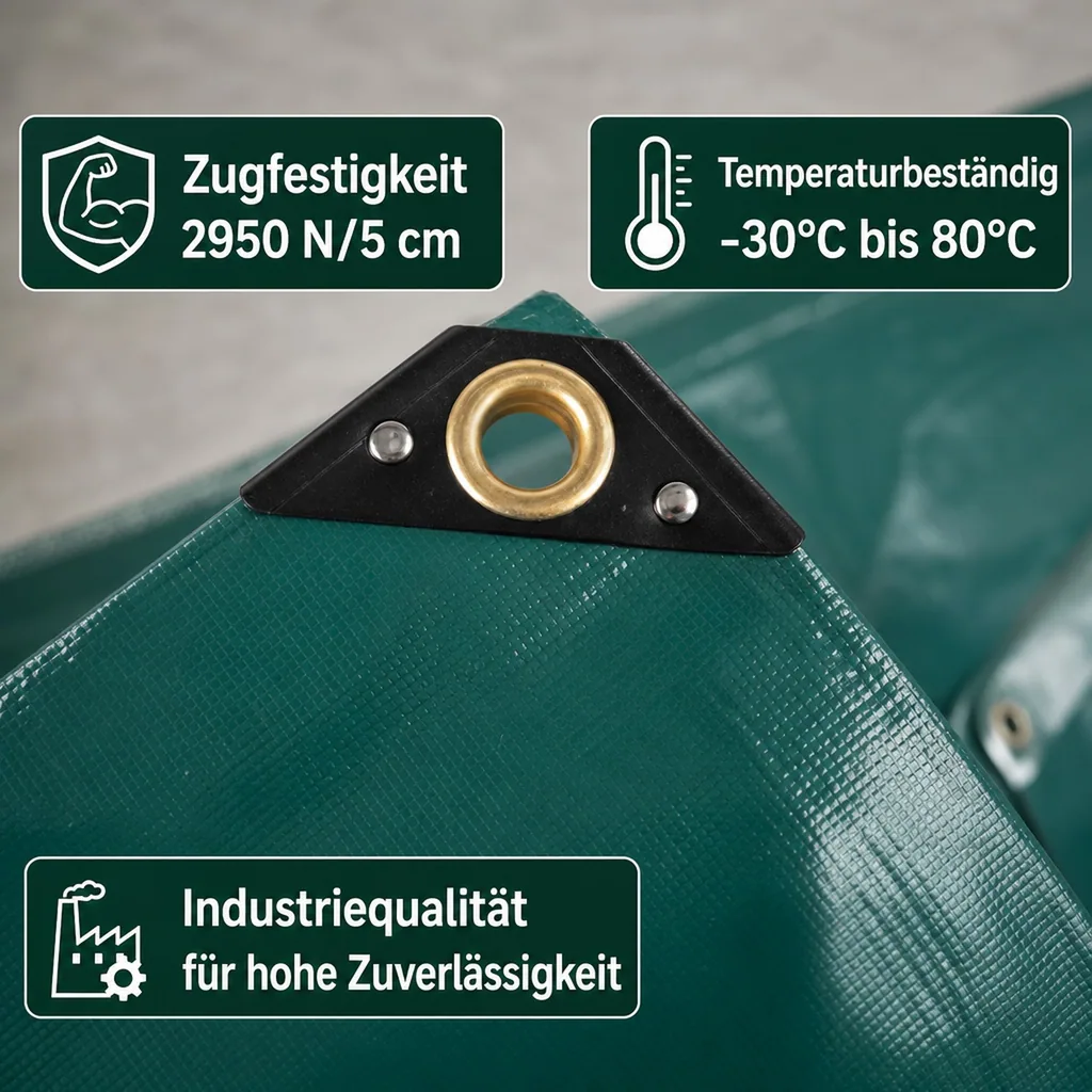 PVC Plane 650 g/m², Abdeckplane, grün 5x9m (45m²), wasserdicht, reißfest