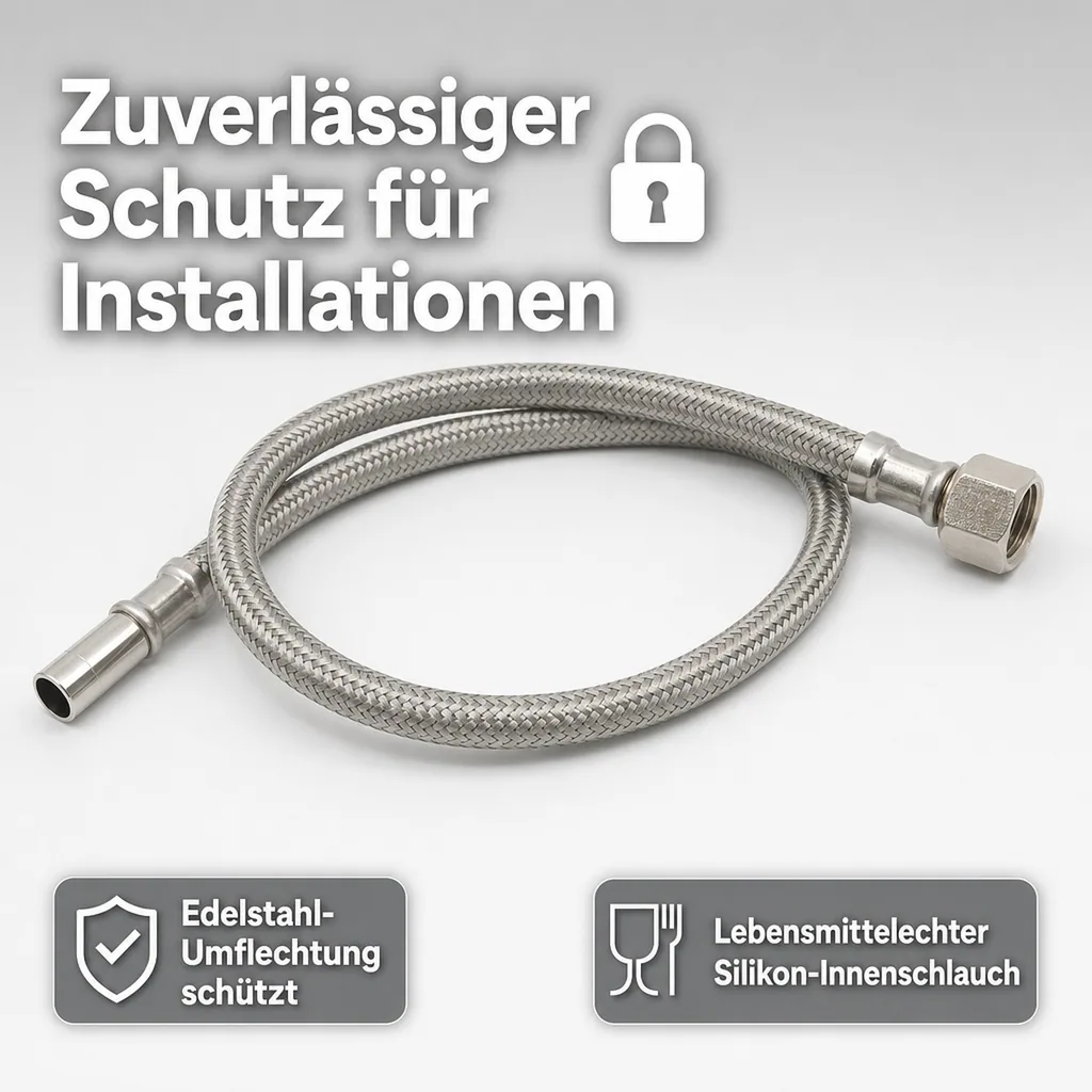 Panzerschlauch, Edelstahl, Flexschlauch, DN8, 3/8 Zoll