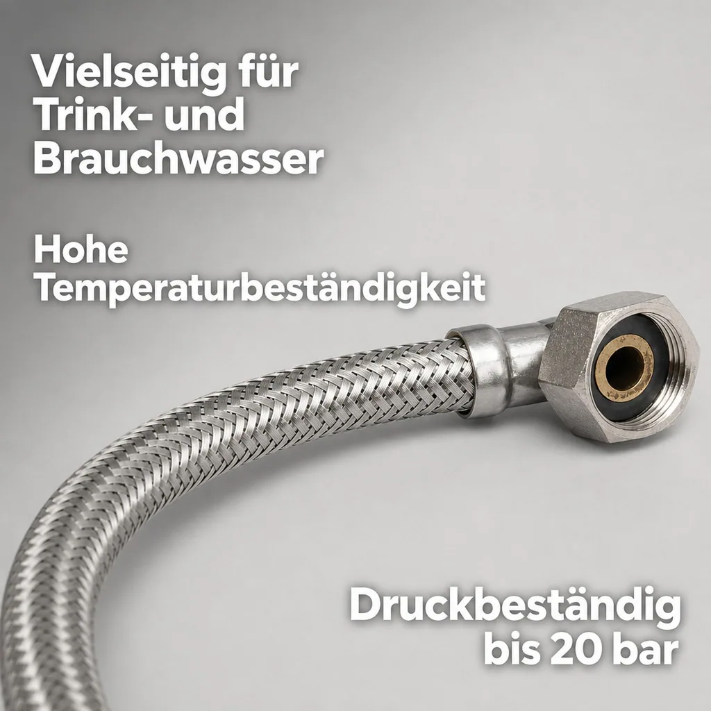 Panzerschlauch, Edelstahl, Flexschlauch, DN8, 3/8 Zoll