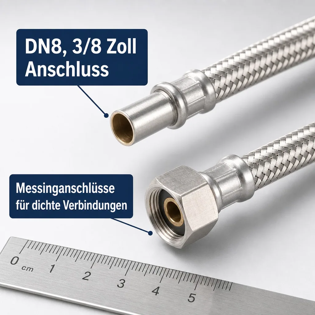 Panzerschlauch, Edelstahl, Flexschlauch, DN8, 3/8 Zoll