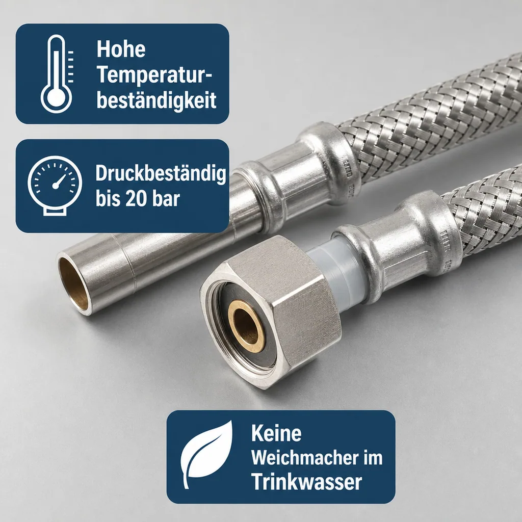 Panzerschlauch, Edelstahl, Flexschlauch, DN8, 3/8 Zoll