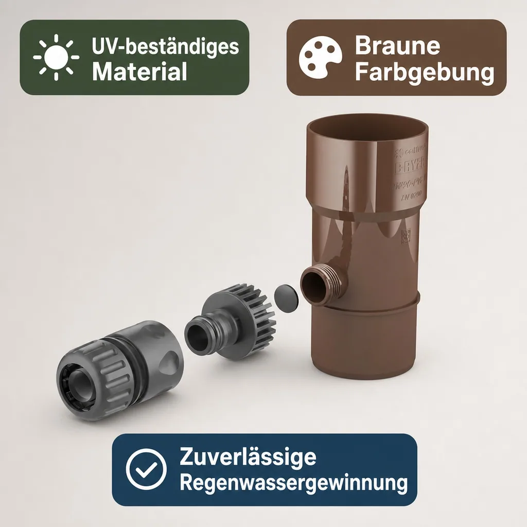Regensammler 90mm, Fallrohr Regensammler braun