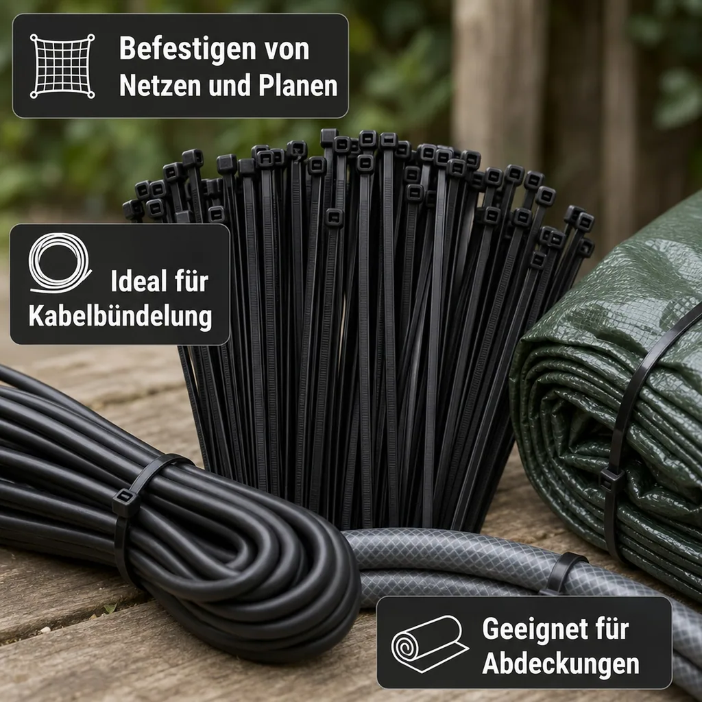 100 Kabelbinder 300x3,6mm schwarz (UV-stabilisiert) PA6.6