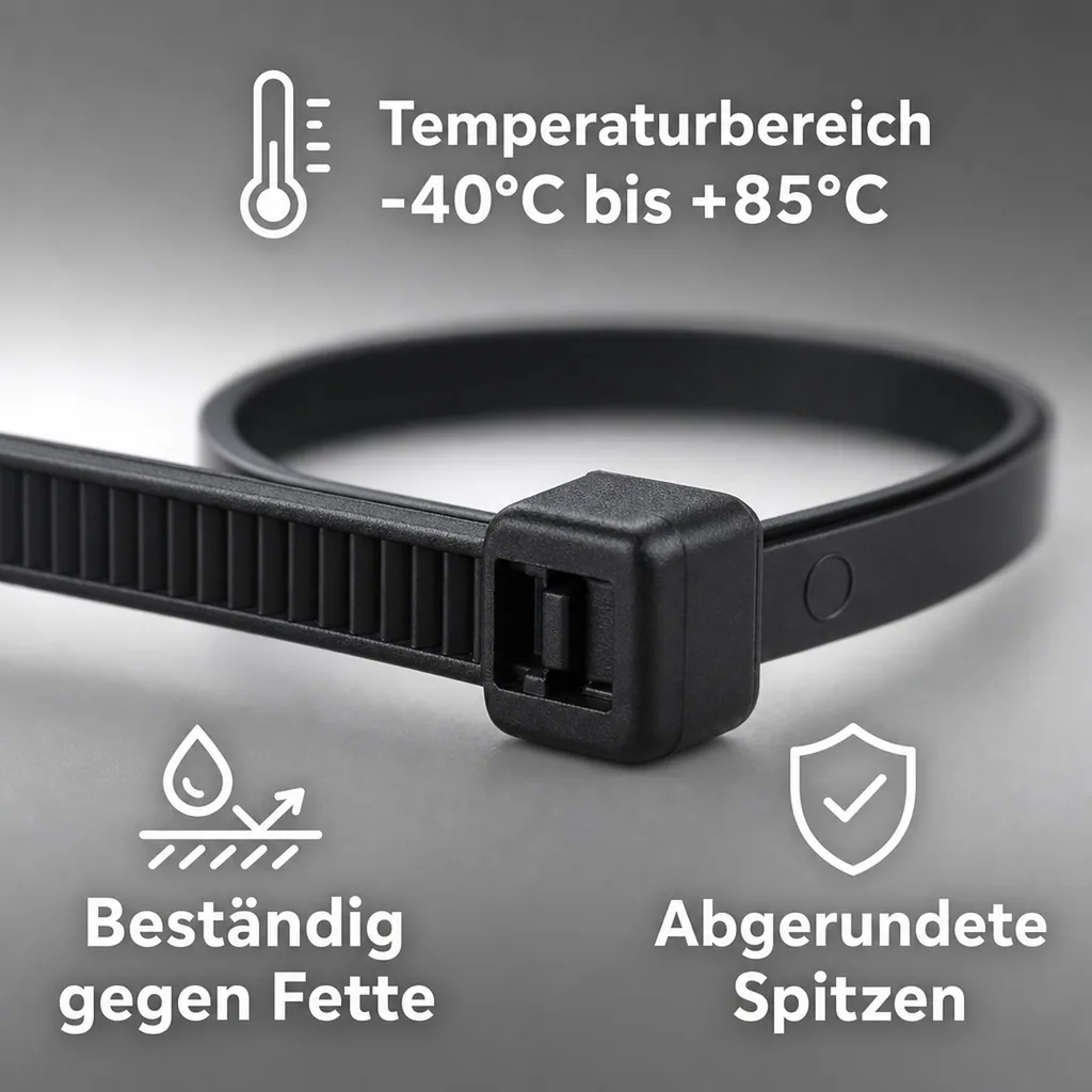 100 Kabelbinder 300x3,6mm schwarz (UV-stabilisiert) PA6.6