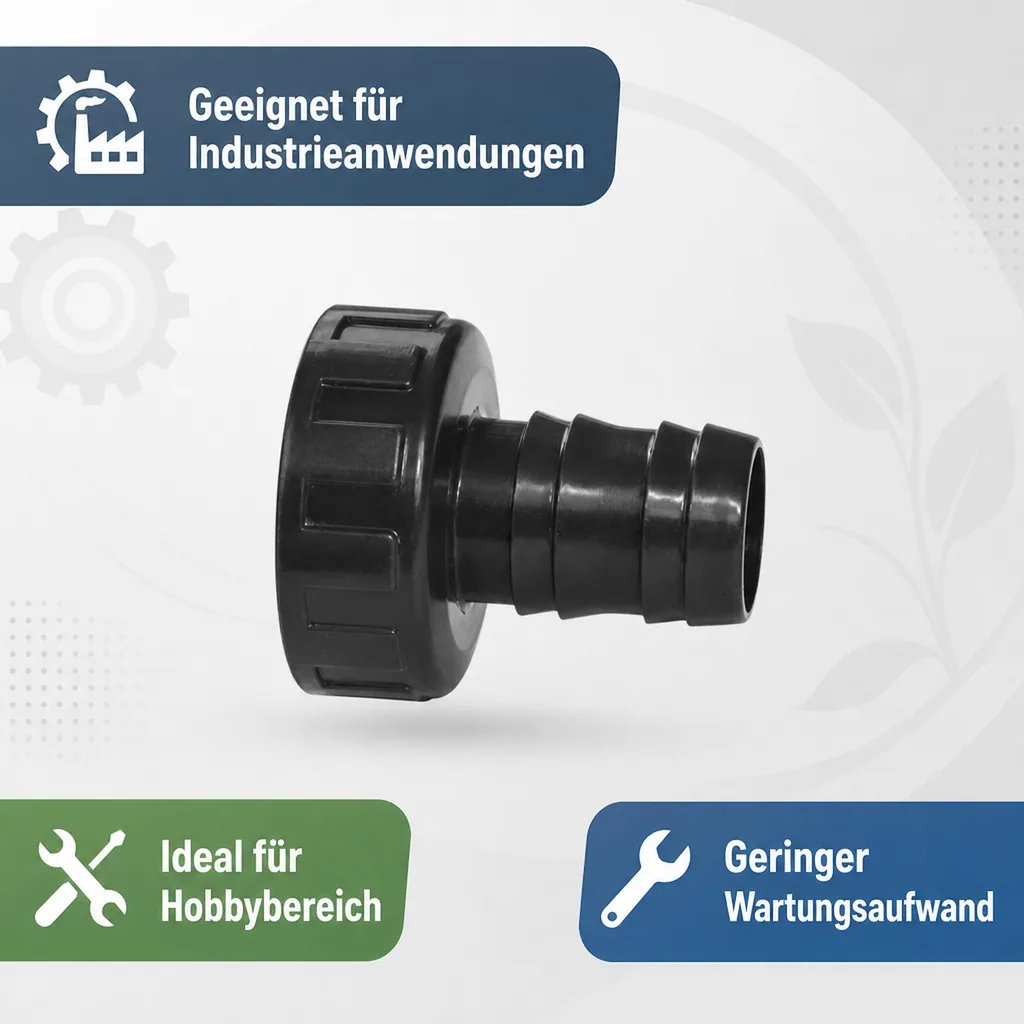 Schlauchtülle 3/4 Zoll, PVC, mit Überwurfmutter, 18mm