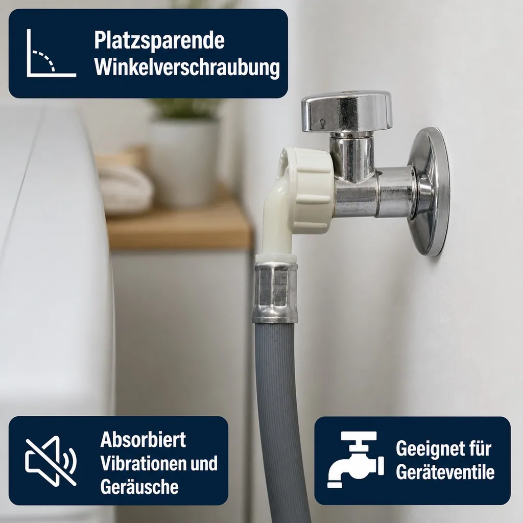 Zulaufschlauch Waschmaschine, Winkel, 3/4 Zoll IG+IG, 3m