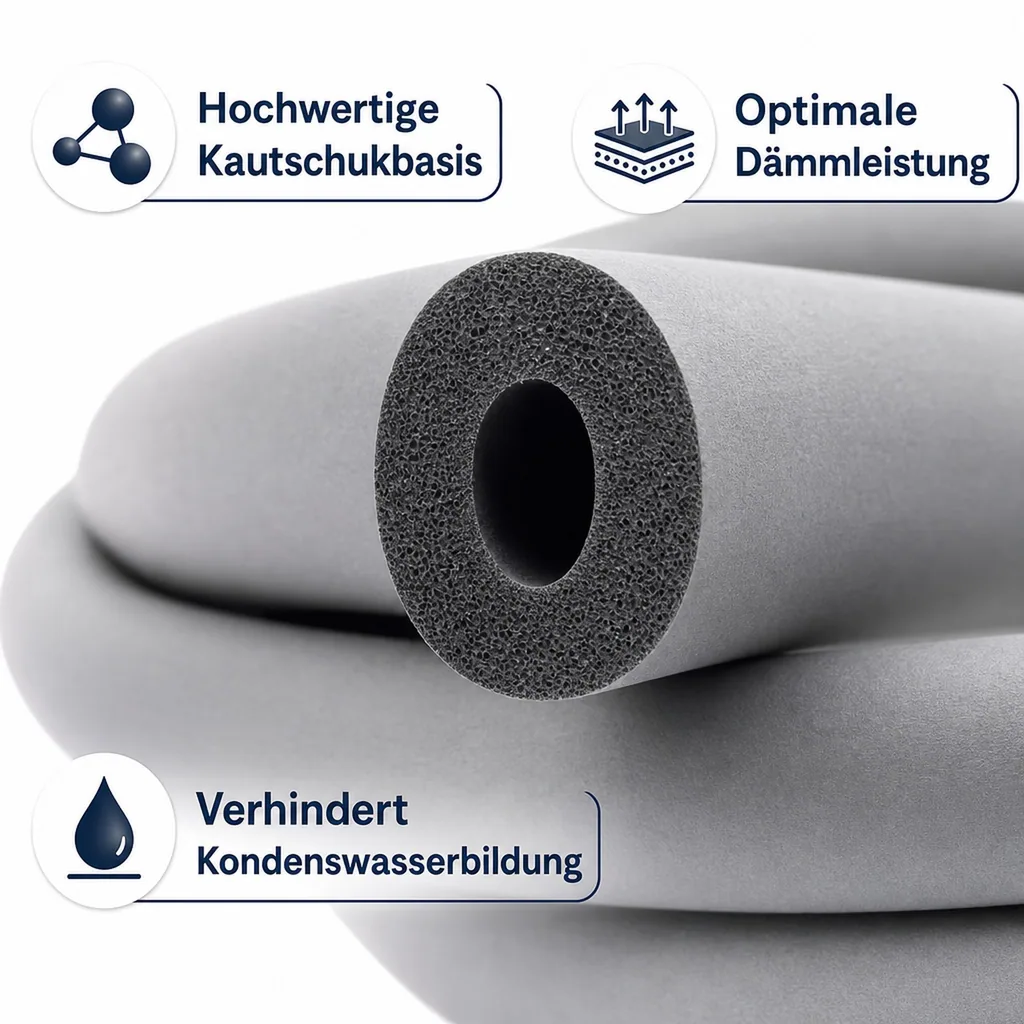 Rohrisolierung, Rohrdämmung selbstklebend, 22mm, endlos