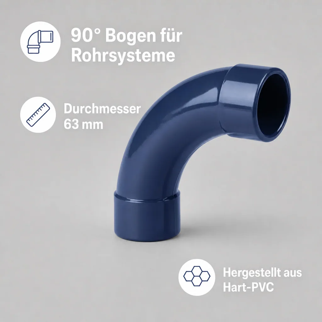 PVC - U 90° Bogen 63 mm PN16