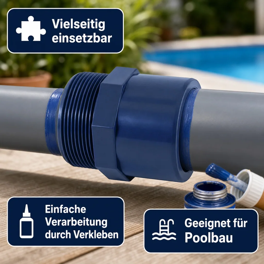 PVC Fittinge, Übergangsmuffe 50-40mm, Klebefitting, PVC Muffe