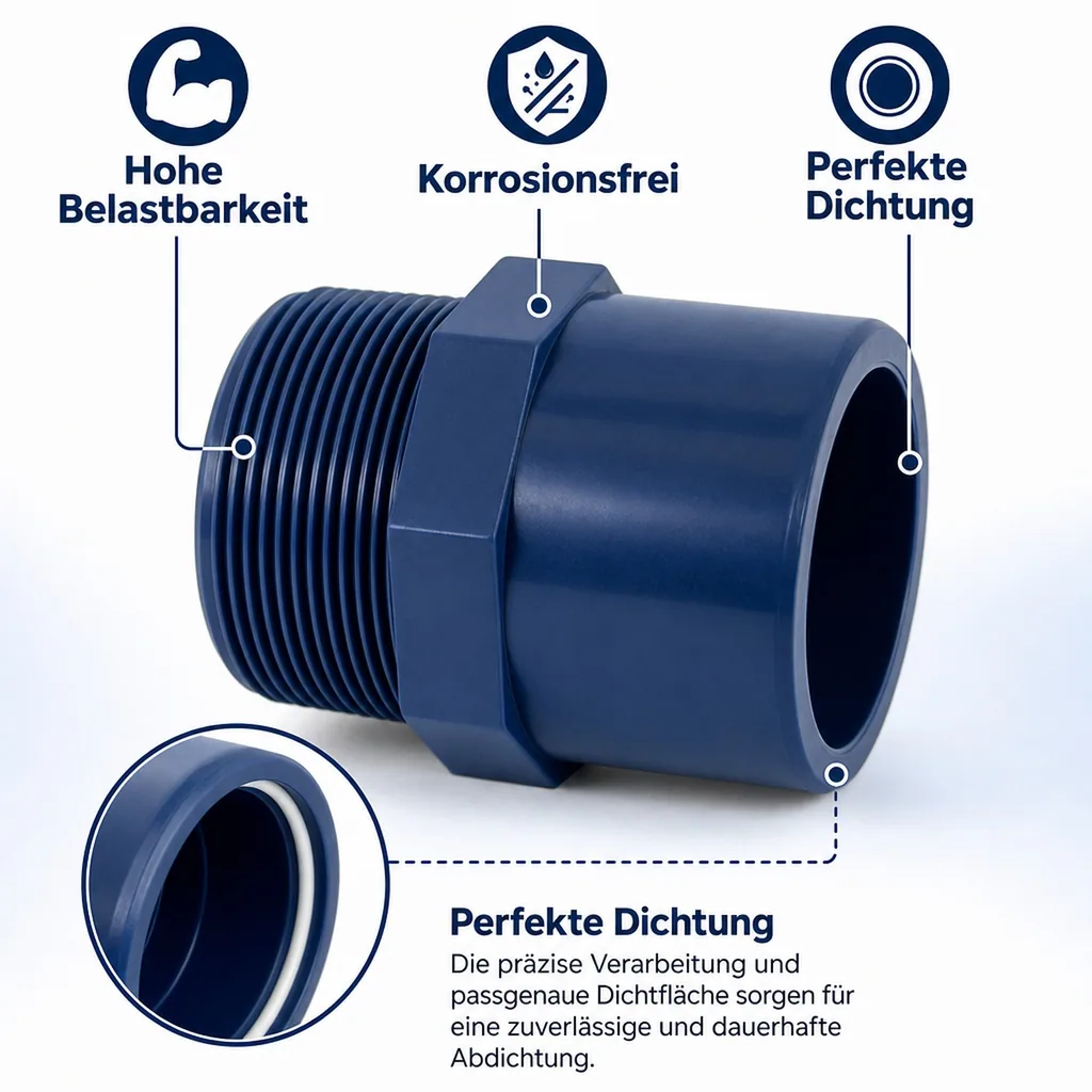 PVC Fittinge, Übergangsmuffe 50-40mm, Klebefitting, PVC Muffe