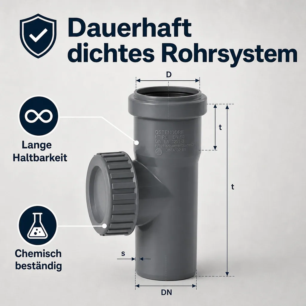 Reinigungsrohr DN 50, HT Rohr, Abwasserrohr