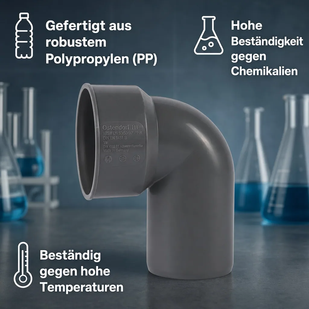Siphonanschluss, HT Rohr 50, Abwasserrohr 50mm, HT Winkel 50, Kunststoff