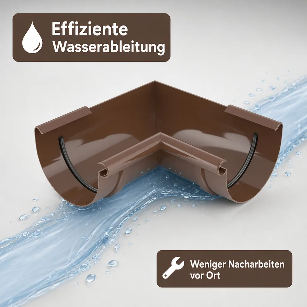 Regenrinne Eckstück Innen, Winkel 120-145° einstellbar, braun, System 125