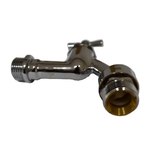 Auslaufventil 3/4 Zoll, Waschmaschinenventil, Knebelventil, verchromt