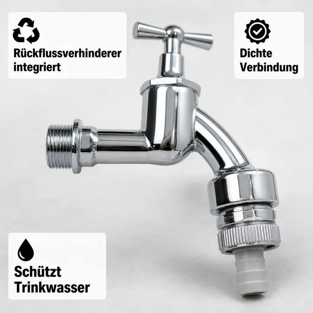 Auslaufventil 3/4 Zoll, Waschmaschinenventil, Knebelventil, verchromt