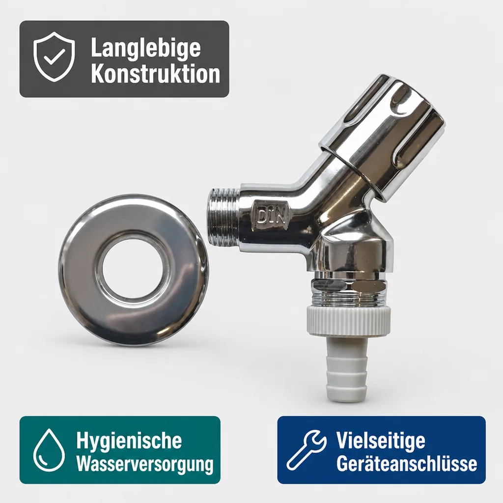 Schrägsitzventil, Geräteventil 1/2 Zoll, Wandventil mit Comfortgriff