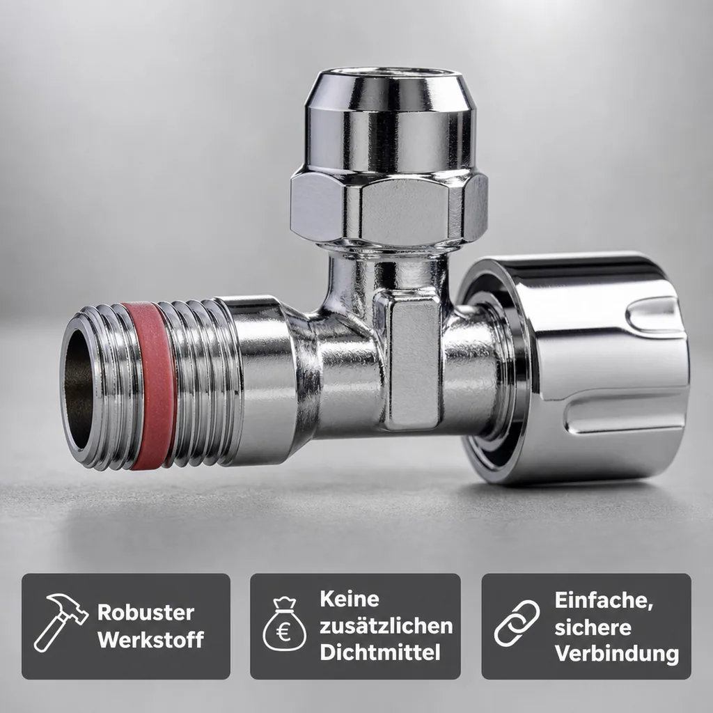 Eckventil 1/2 Zoll, selbstdichtend, verchromt