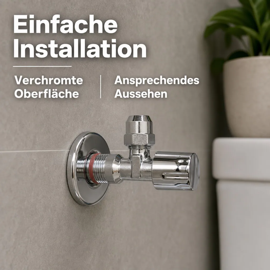 Eckventil 1/2 Zoll, selbstdichtend, verchromt