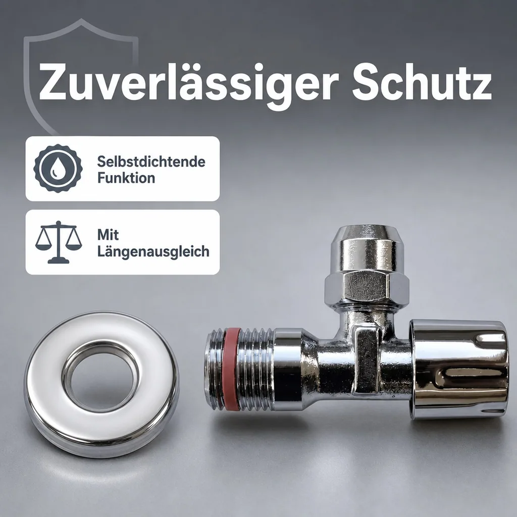 Eckventil 1/2 Zoll, selbstdichtend, verchromt