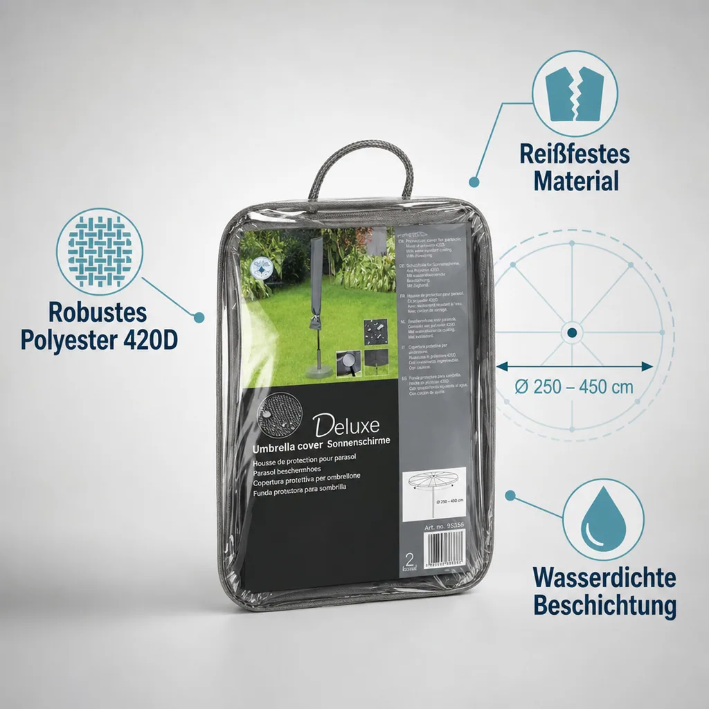 Schutzhülle Schirm, Deluxe Partyschirmhülle, Ø250-450 cm, wetterfest