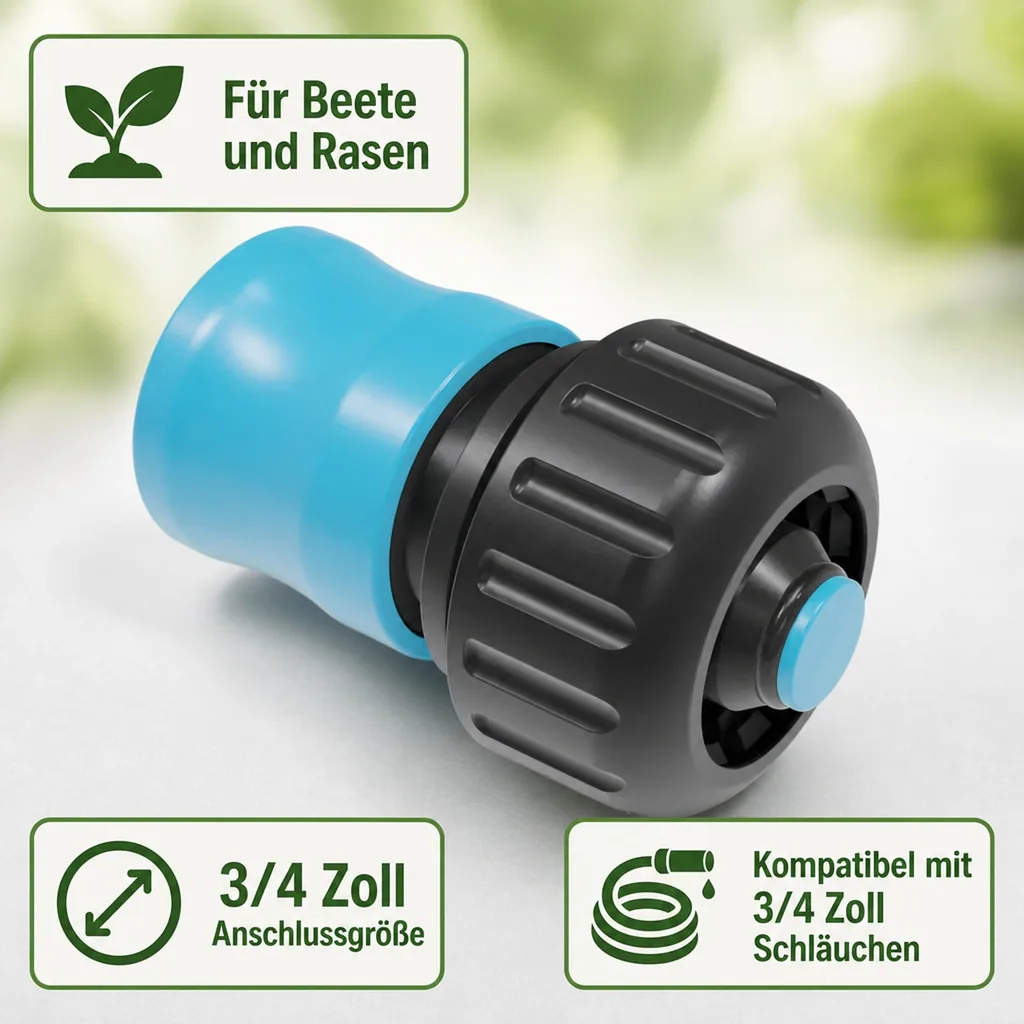 Gartenschlauch Schnellkupplung, Schlauchkupplung Wasserstop, Schnellkupplung 3/4 Zoll