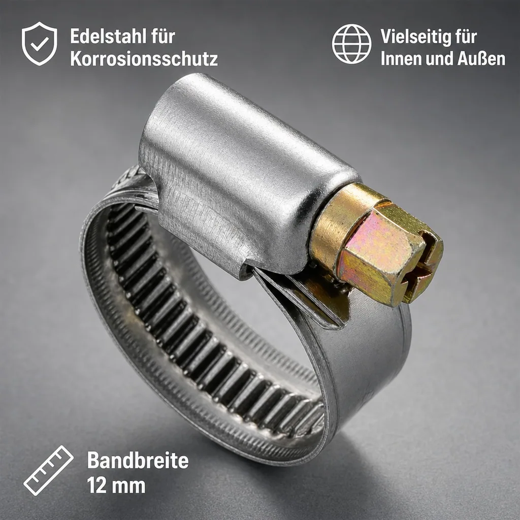 Schlauchschellen Edelstahl, 12mm, 35-50mm, W2, DIN 3017
