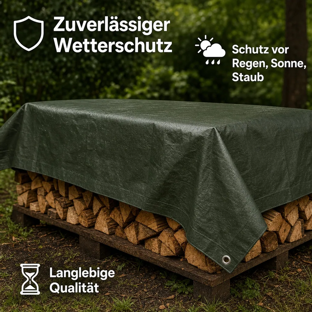 Abdeckplane 3x6m, grün, 210g/m², Reißfest und Wasserdicht (18m²)