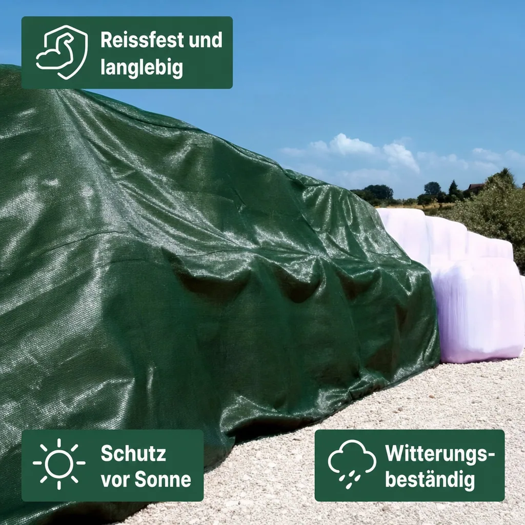 Ballenschutznetz, Ballennetz, 10 x 25 m, Heuballen Netz, grün