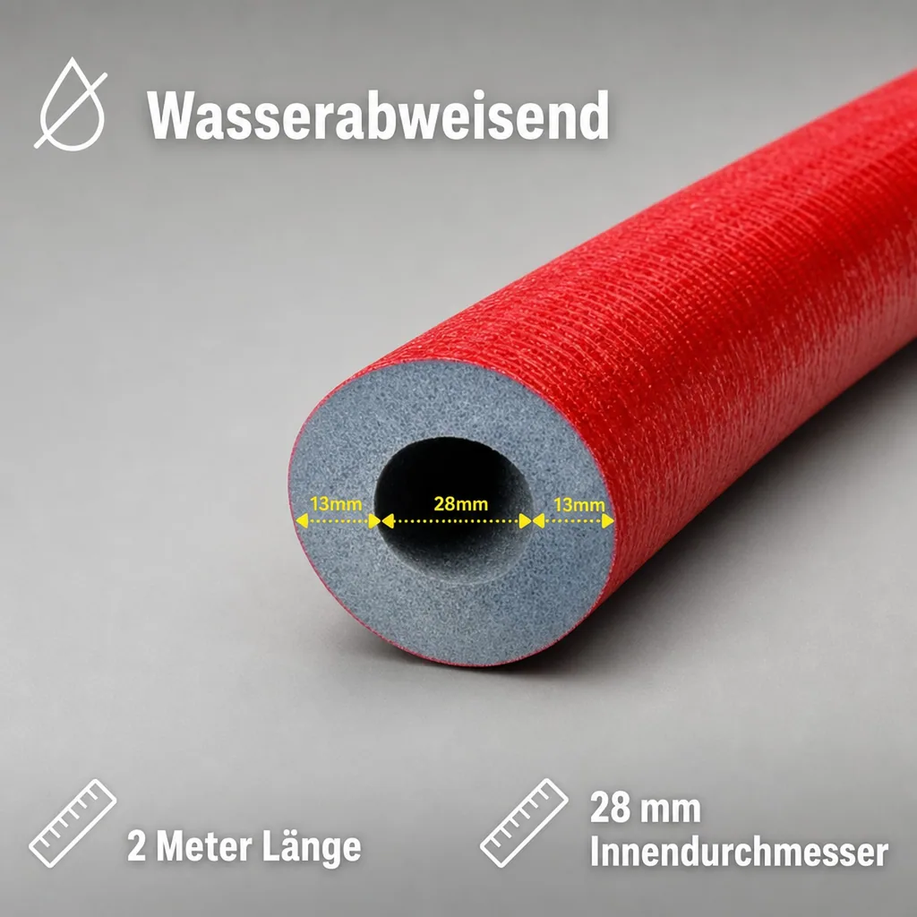 Rohrisolierung, Heizungsrohr Isolierung, 2m, 28mm, 13mm, GEG