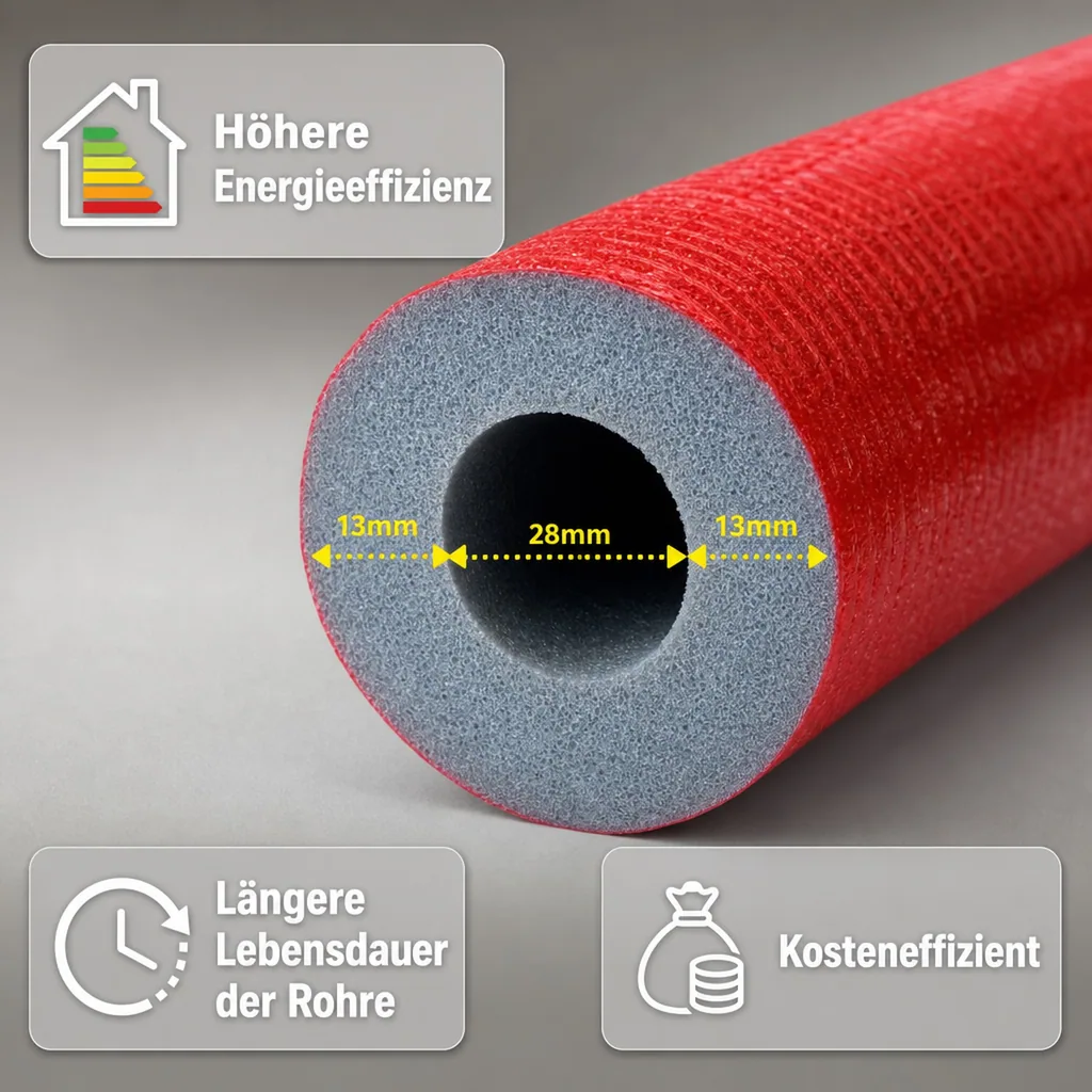 Rohrisolierung, Heizungsrohr Isolierung, 2m, 28mm, 13mm, GEG