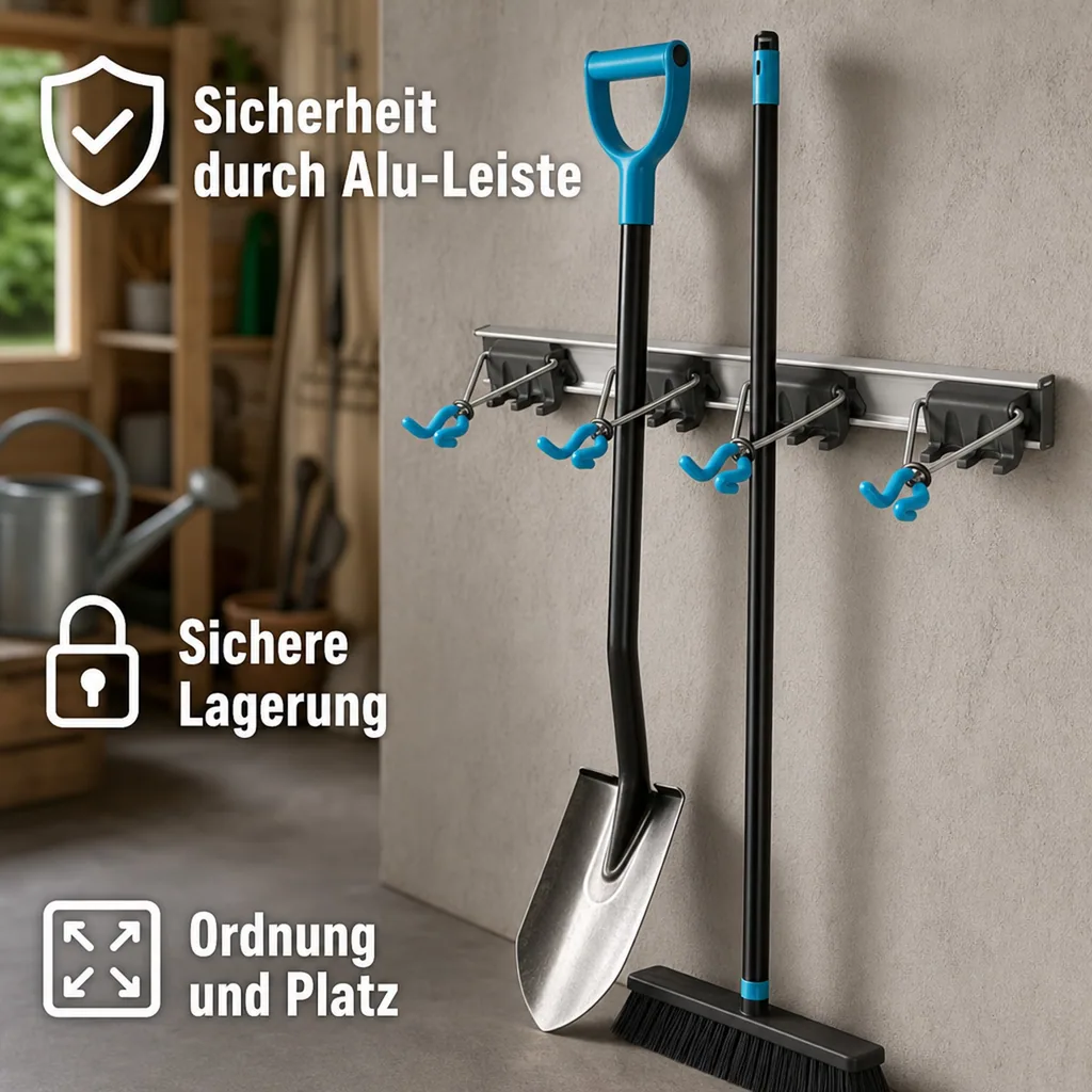 Geräteleiste, für Gartengeräte z.B. Schaufeln, Besen usw.