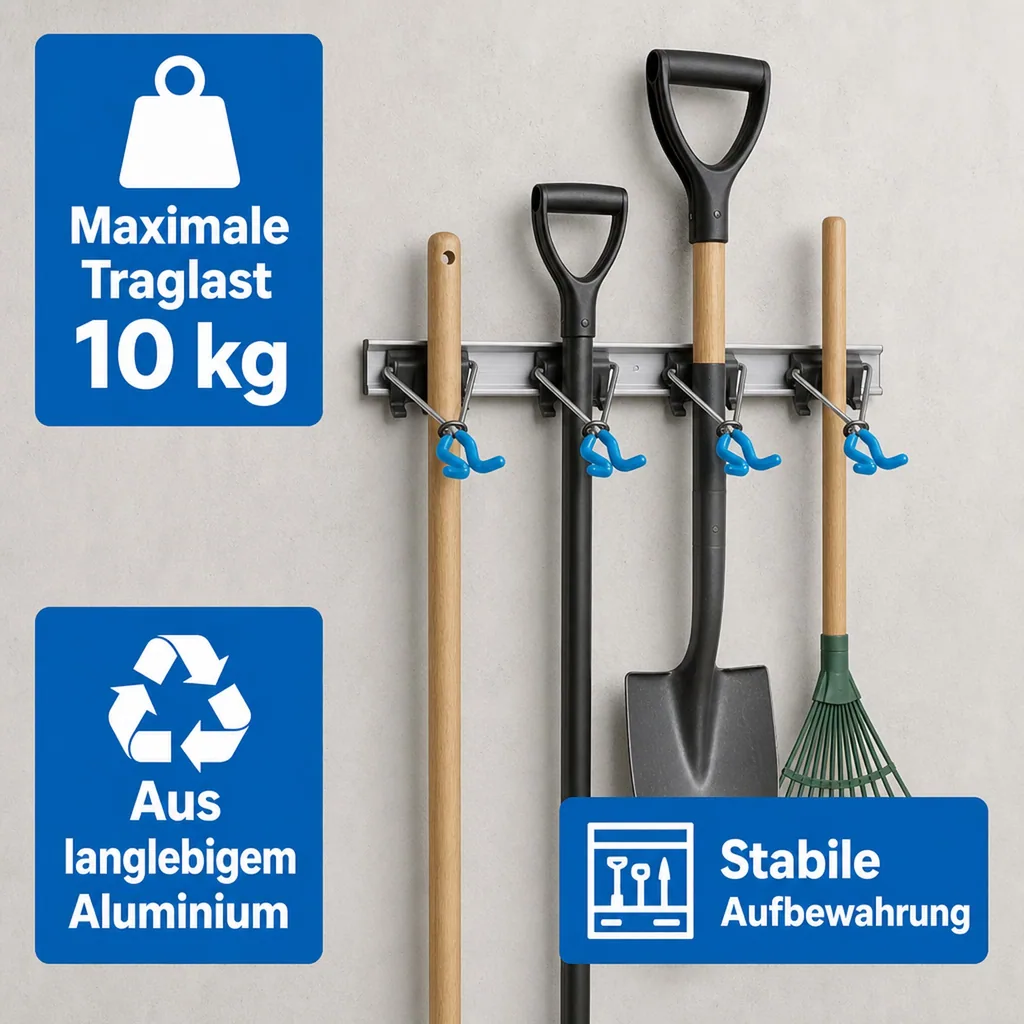Geräteleiste, für Gartengeräte z.B. Schaufeln, Besen usw.