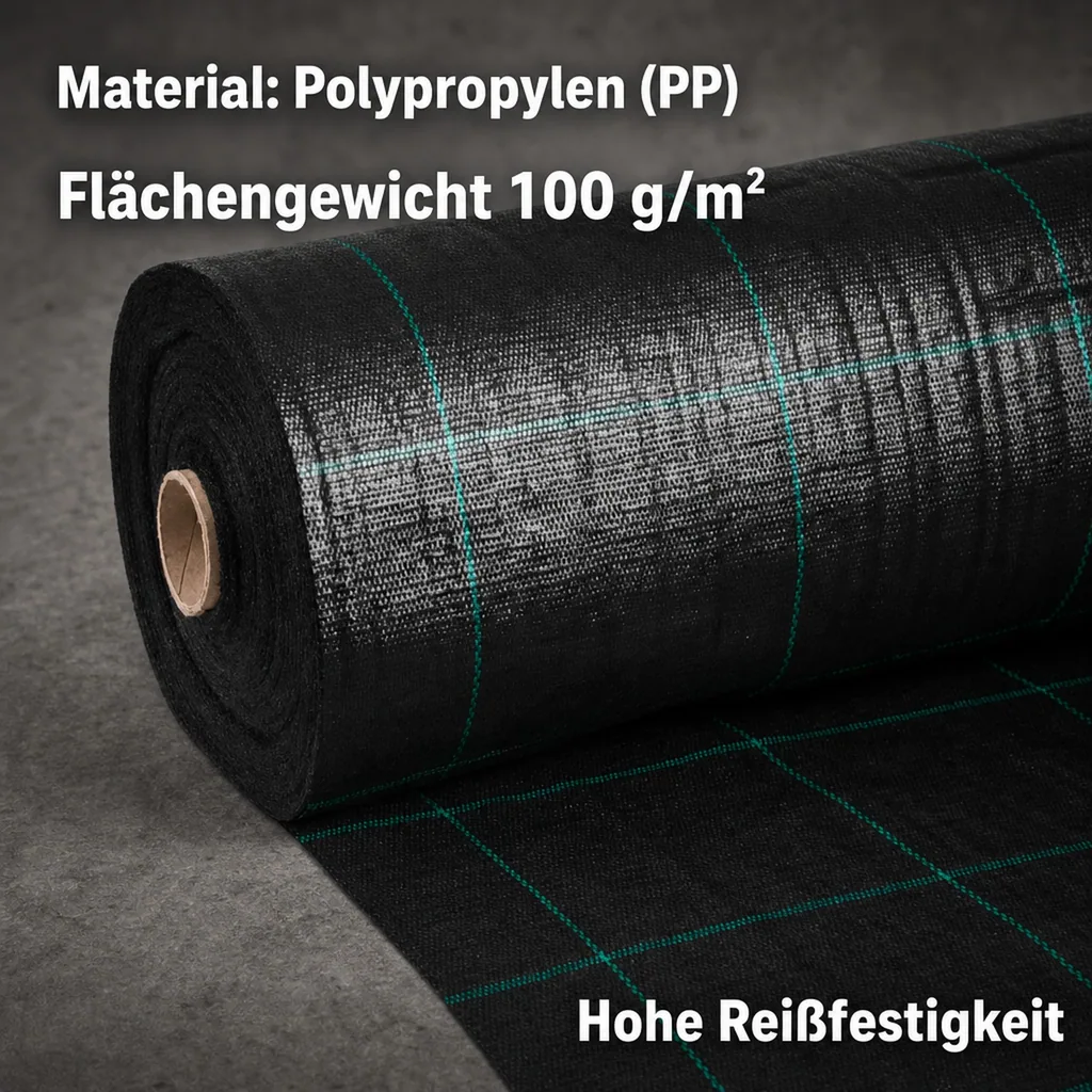 Unkrautvlies, Bodengewebe 2,10x100m, Gartenvlies 100g/m², Unkrautschutz