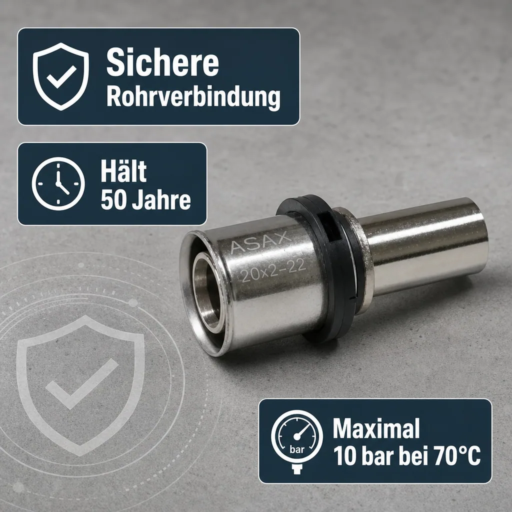 Pressfitting, Kupferrohr Pressfitting, Rohr Übergang 20x2-22mm, DVGW